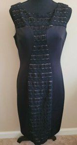 Anne Klein Lace Cocktail Party Dress Size 6 Knee Length Sleeveless Black